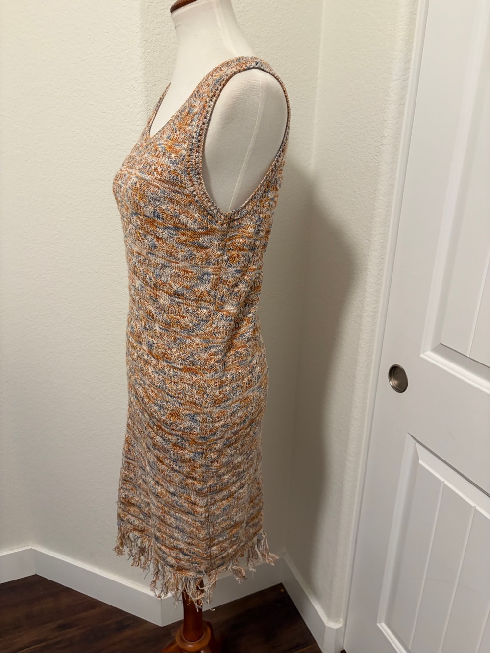 Lucky Brand Sleeveless Knit Midi Dress in Beige and Mustard - Picture 3 of 5